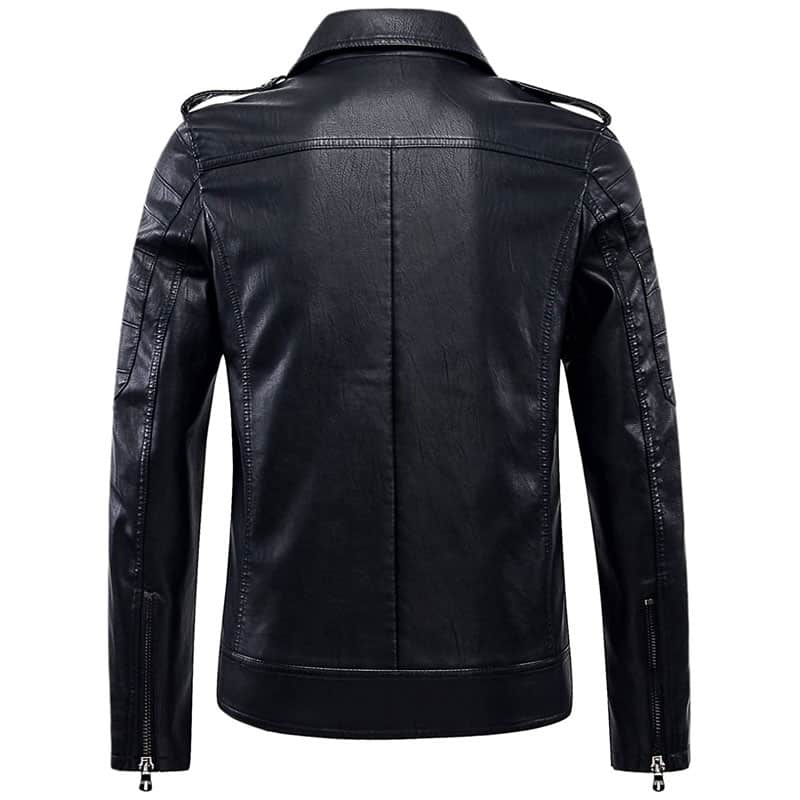 Black biker leather jacket warm stylish jacket