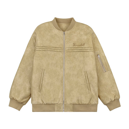 Embroidered  Leather Jacket For Men
