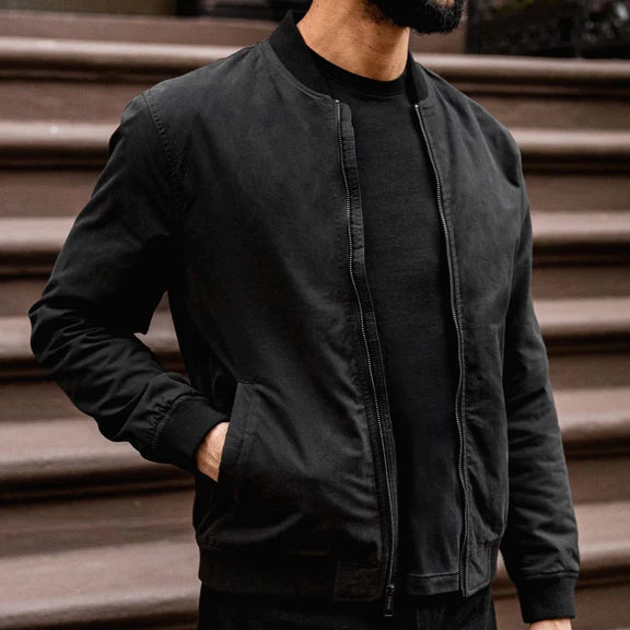 Black leather jacket simple jacket for men