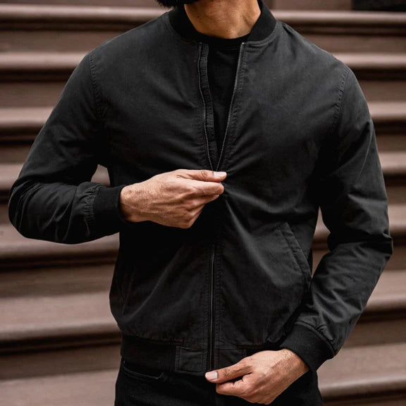 Black leather jacket simple jacket for men