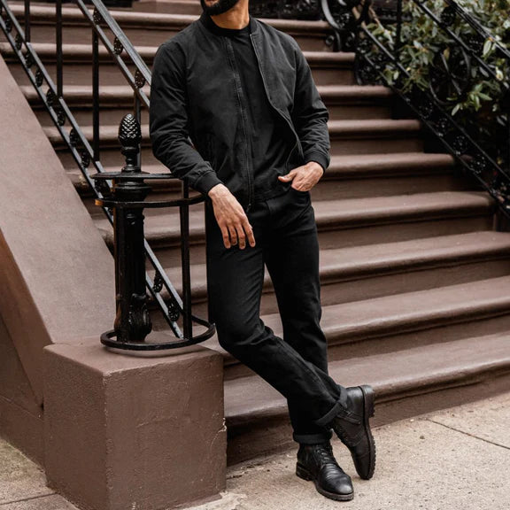 Black leather jacket simple jacket for men