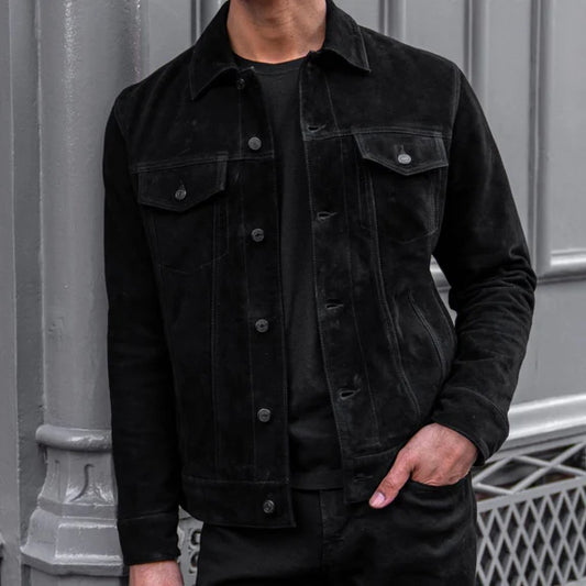 Warm leather jacket for men stylish biker leather coat