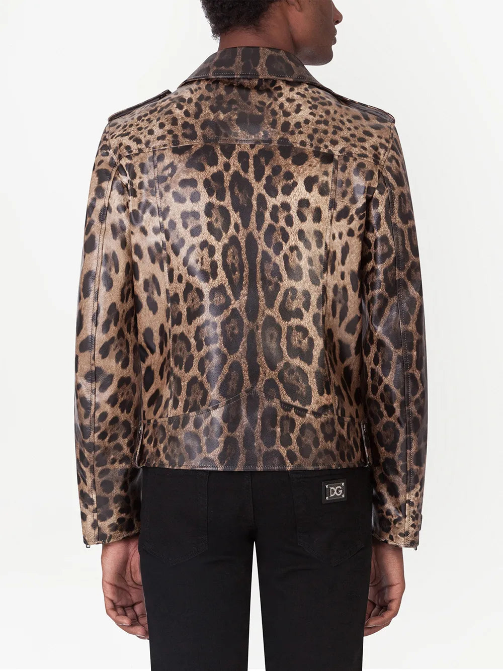 Men's Bold Leopard Pattern Leather Jacket