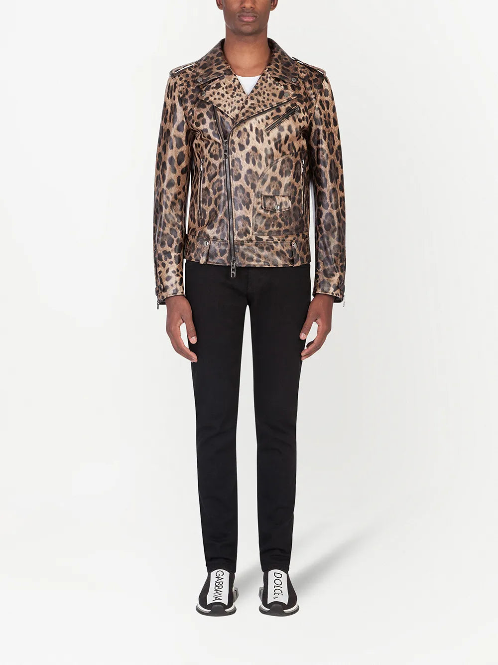 Men's Bold Leopard Pattern Leather Jacket