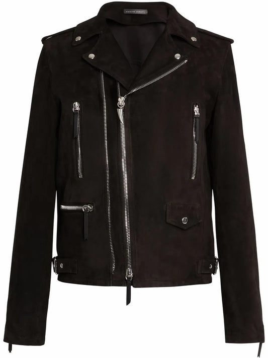 Classic Suede Motorcycle Jacket for Men Slim Fit Biker Style