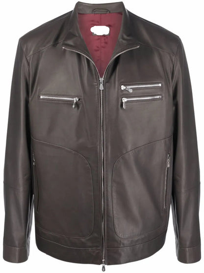 Men’s Classic Zip-Up Genuine Leather Jacket