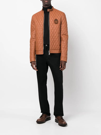 Stylish slim-fit leather jacket with a trendy design for men