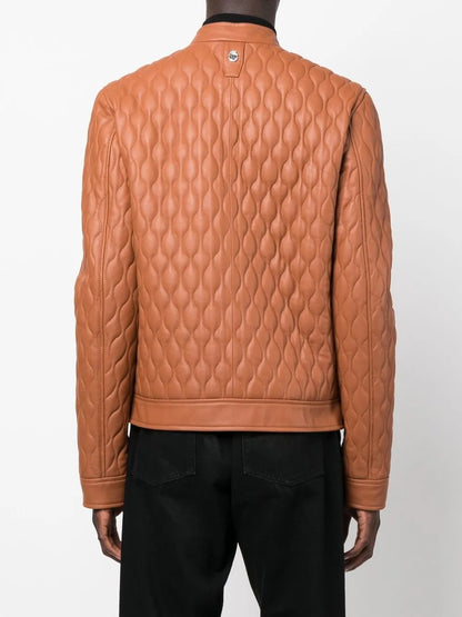 Stylish slim-fit leather jacket with a trendy design for men