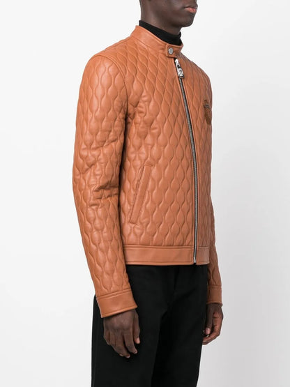 Stylish slim-fit leather jacket with a trendy design for men