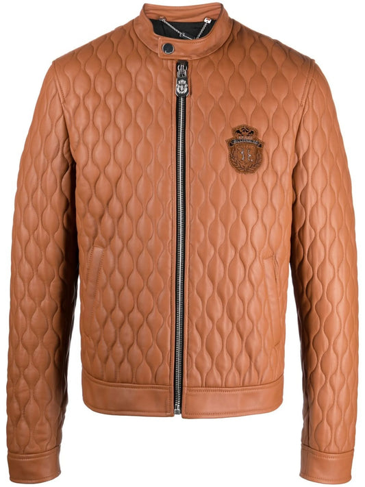Stylish slim-fit leather jacket with a trendy design for men