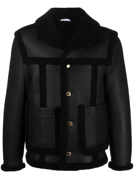 Men's Black Leather Jacket with Fur Collar