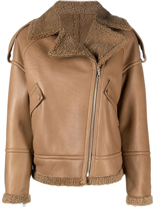 Women's Durable Leather Zip-Up Fashion Jacket