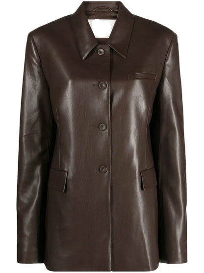 Women’s Dark Brown Genuine Leather Overcoat