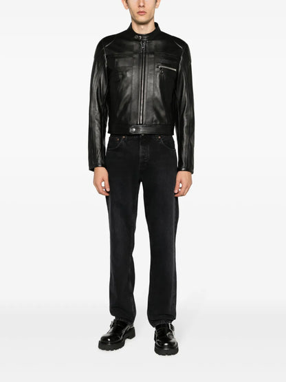 Black Genuine Leather Motorcycle Jacket