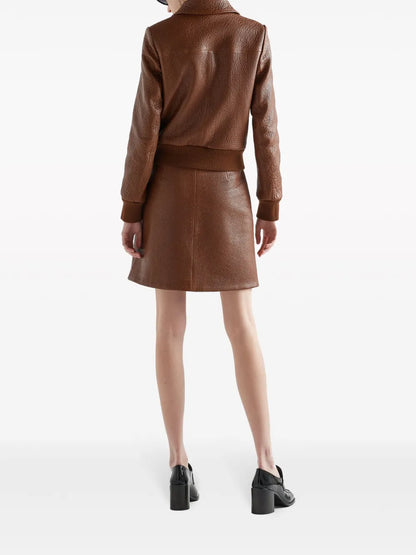Women's Real Leather Jacket – Timeless Zip-Up Design for Daily Wear