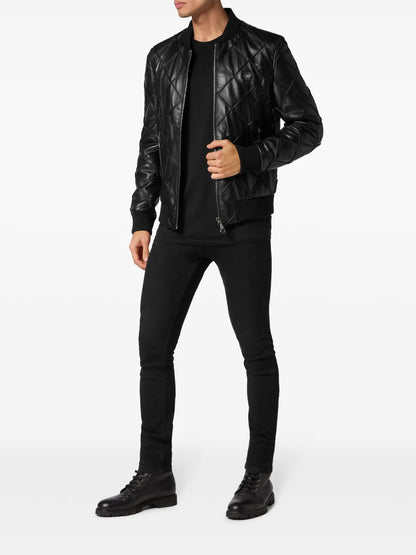 Slim Fit Bomber Jacket in Real Leather Everyday Luxury