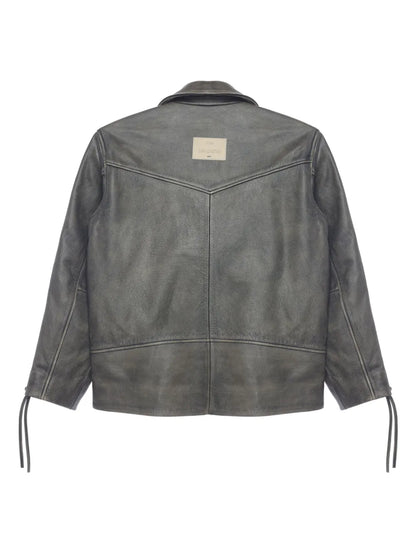 Women’s Lace-Up Leather Biker Jacket – Edgy Moto  Style With Zip Closure