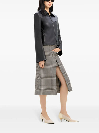 Stylish Short Leather Jacket with Long Sleeves and Front Zipper for Women