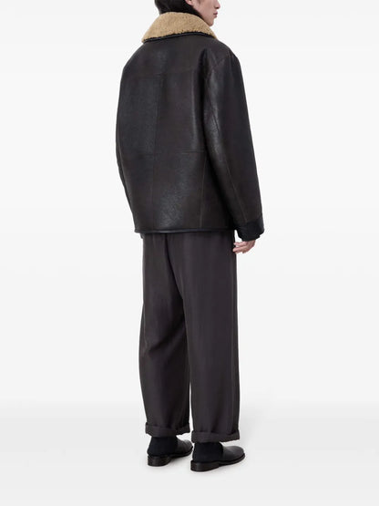 Men's winter warm shearling leather jacket