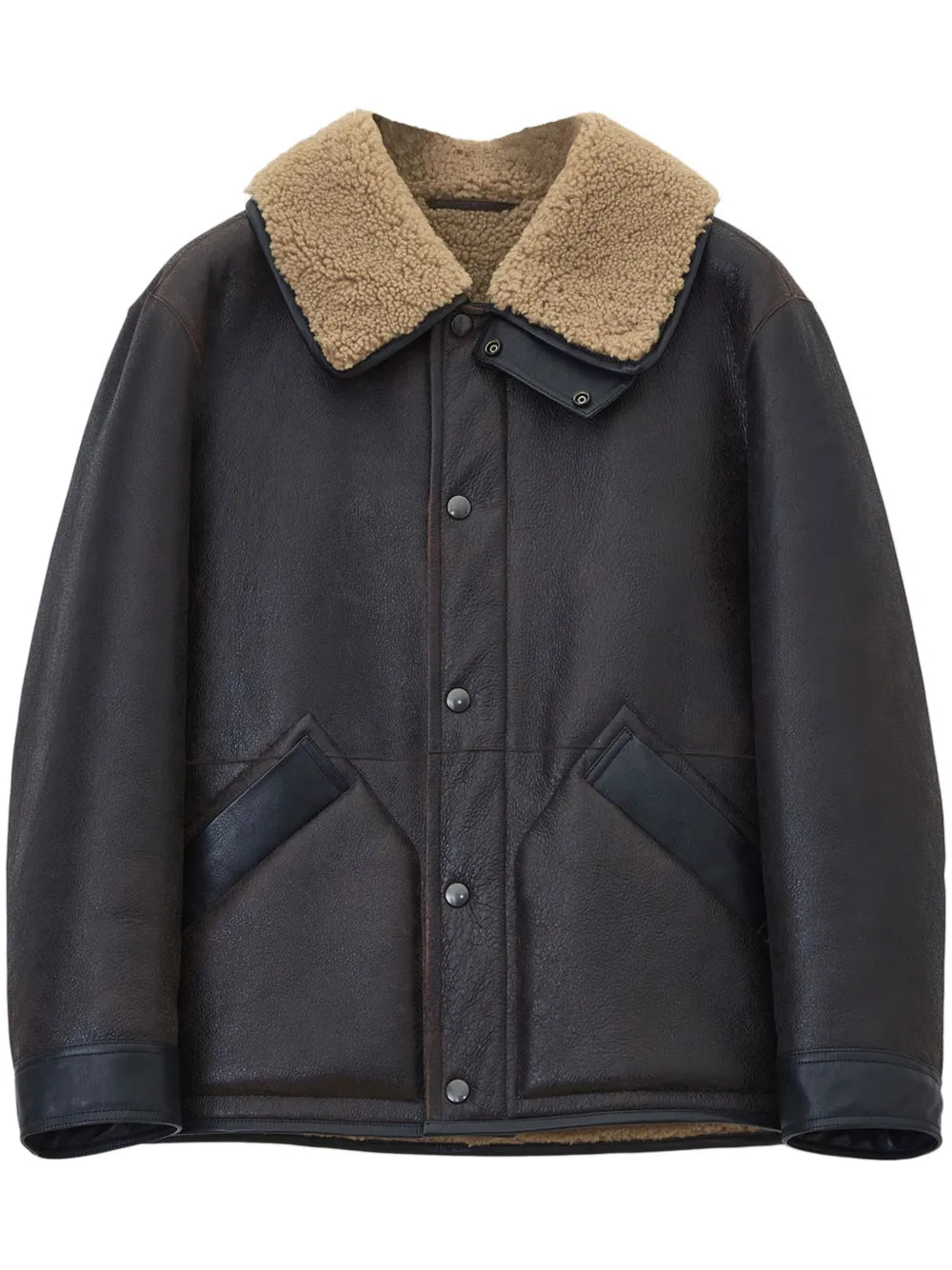 Men's winter warm shearling leather jacket