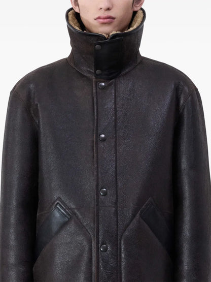 Men's winter warm shearling leather jacket