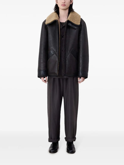 Men's winter warm shearling leather jacket