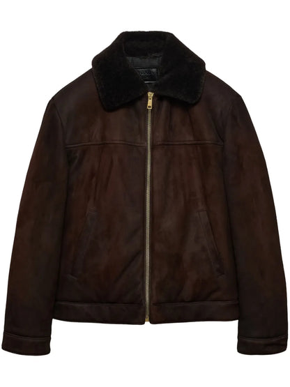 Men’s Premium Leather Bomber Jacket – Stylish & Warm