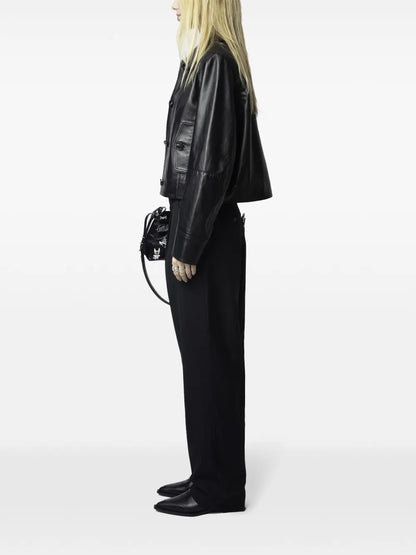 Genuine Leather Biker Jacket For Women Classic Street Style