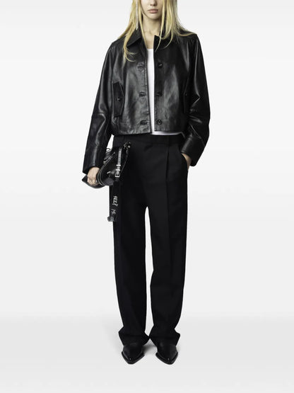 Genuine Leather Biker Jacket For Women Classic Street Style
