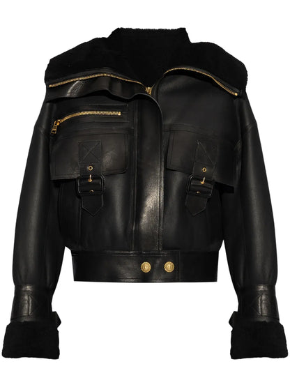 Premium Shearling-Lined Leather Jacket – Warm & Stylish Winter Outerwear