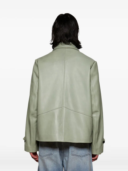 Genuine Leather Coat with Button Front Men Wardrobe Essential