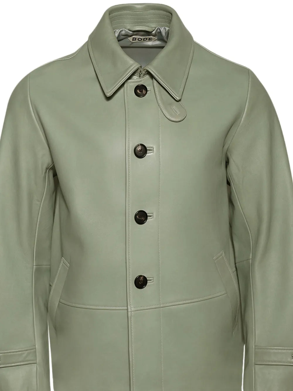 Genuine Leather Coat with Button Front Men Wardrobe Essential
