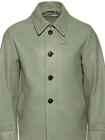 Genuine Leather Coat with Button Front Men Wardrobe Essential
