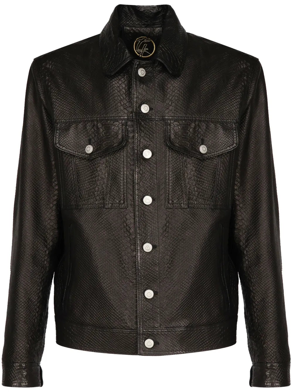 Classic Black Button-Down Leather Jacket For Men