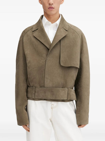Men's real leather jacket for cold weather