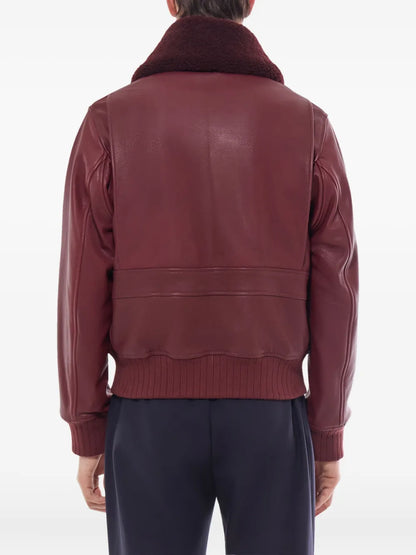 Trendy Zip-Up Leather Jacket – High-Quality Sheepskin Outerwear