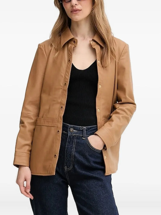 Women’s Light Brown Leather Jacket – Timeless Fashion Essential