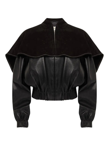 Premium Real Leather Jacket for Women – Elegant Collar Style
