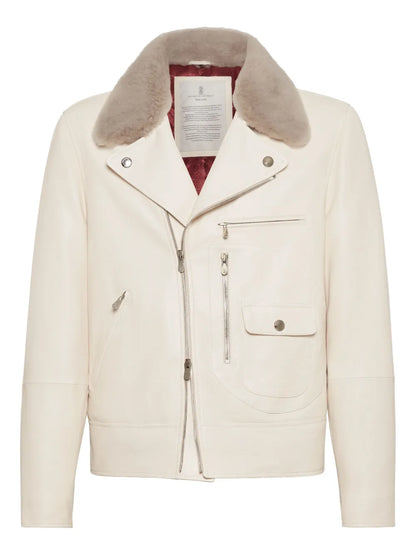 Classic Fur Collar Leather Jacket for Winter Warmth