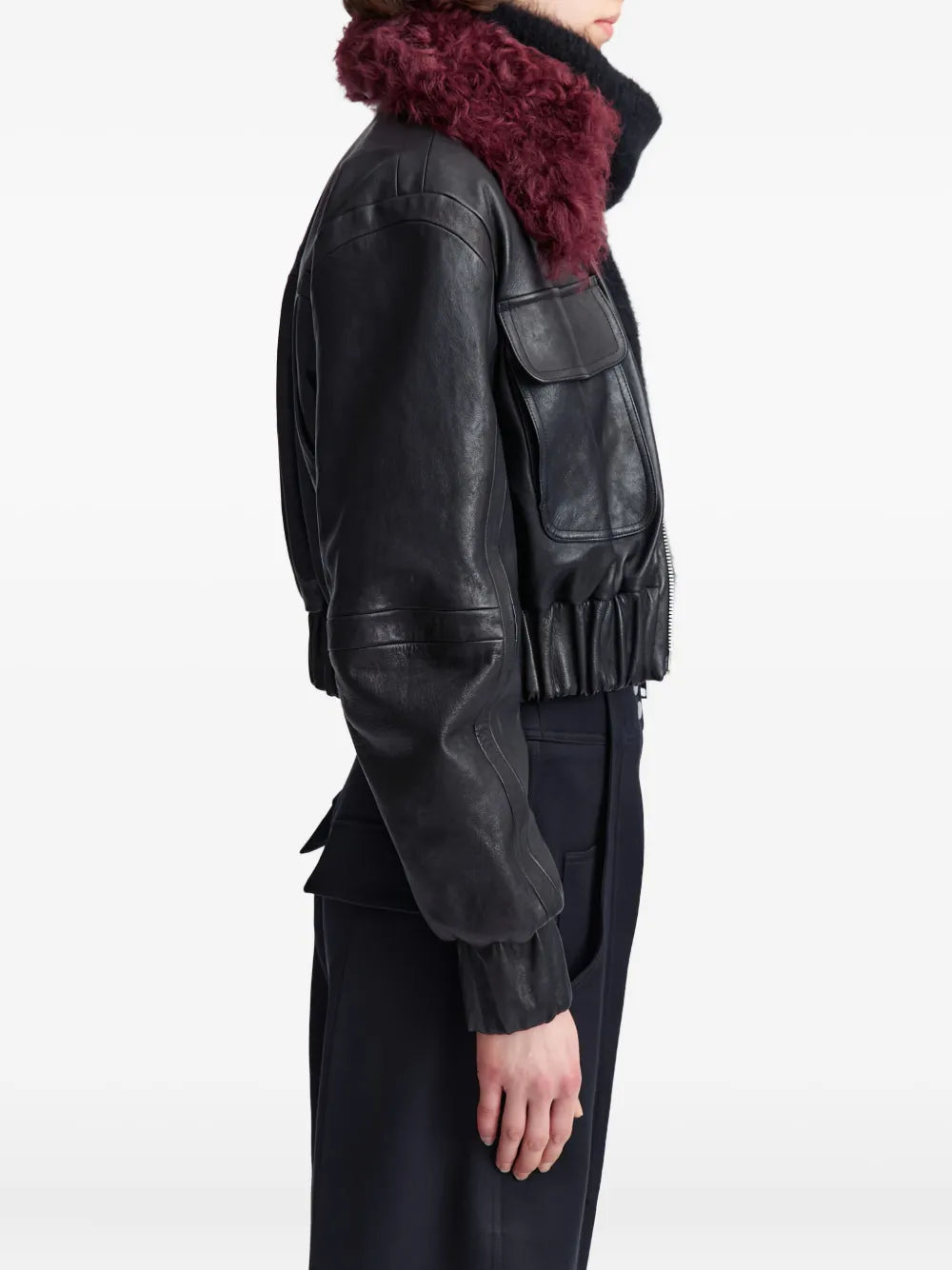 Luxury Slim-Fit Leather Jacket for Women – Zip-Up Front & Side Pockets
