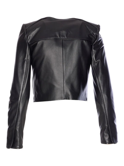 Women’s Hook-Fastening Genuine Leather Jacket