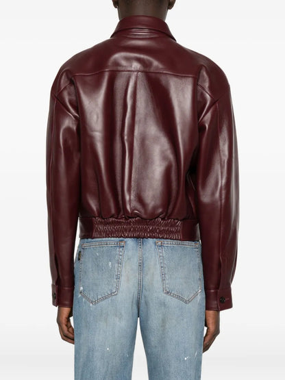 Genuine Leather Utility Jacket with Front Pockets