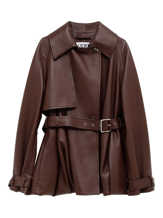 Women’s Classic Belted Leather Coat