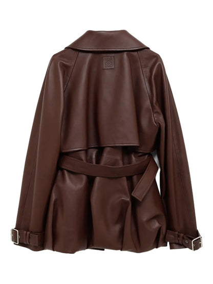 Women’s Classic Belted Leather Coat