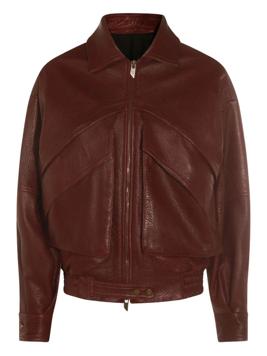 Luxury Lambskin Zip-Up Leather Jacket for Women