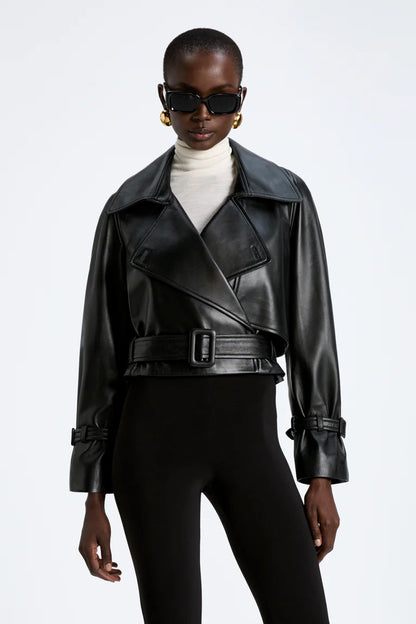 Fashionable trend short leather jacket