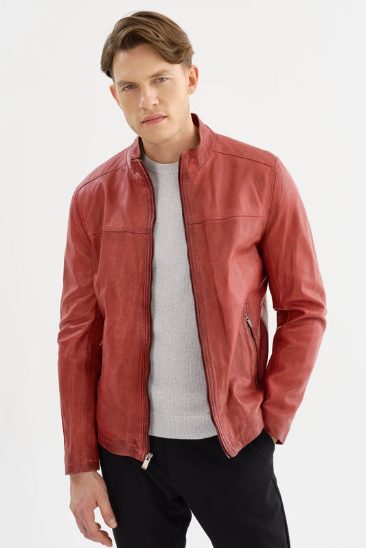 Classic simple leather jacket full sleeves jacket for men