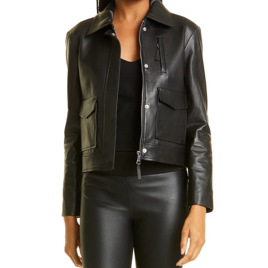 Autumn winter leather jacket fashionable casual wear for women