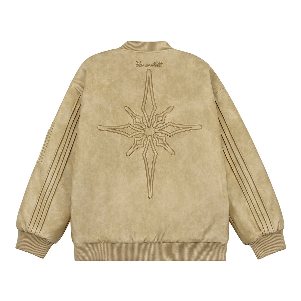 Embroidered  Leather Jacket For Men