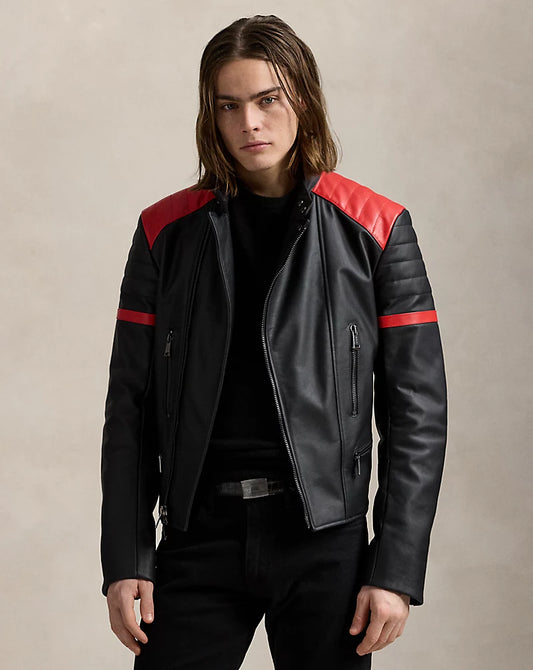 Classic pure leather jacket black winter wear